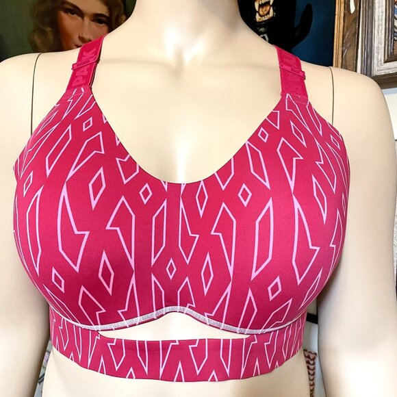 adidas x Ivy Park Pink Medium-Support Cross-Back Monogram Cutout Bra Size 2X - Picture 3 of 8